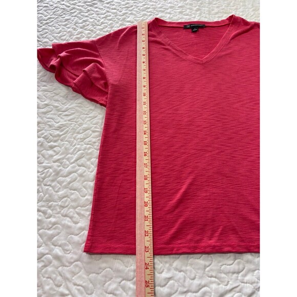 INC International Concepts Pink Ruffle Sleeve Knit Blouse size small - Picture 4 of 6